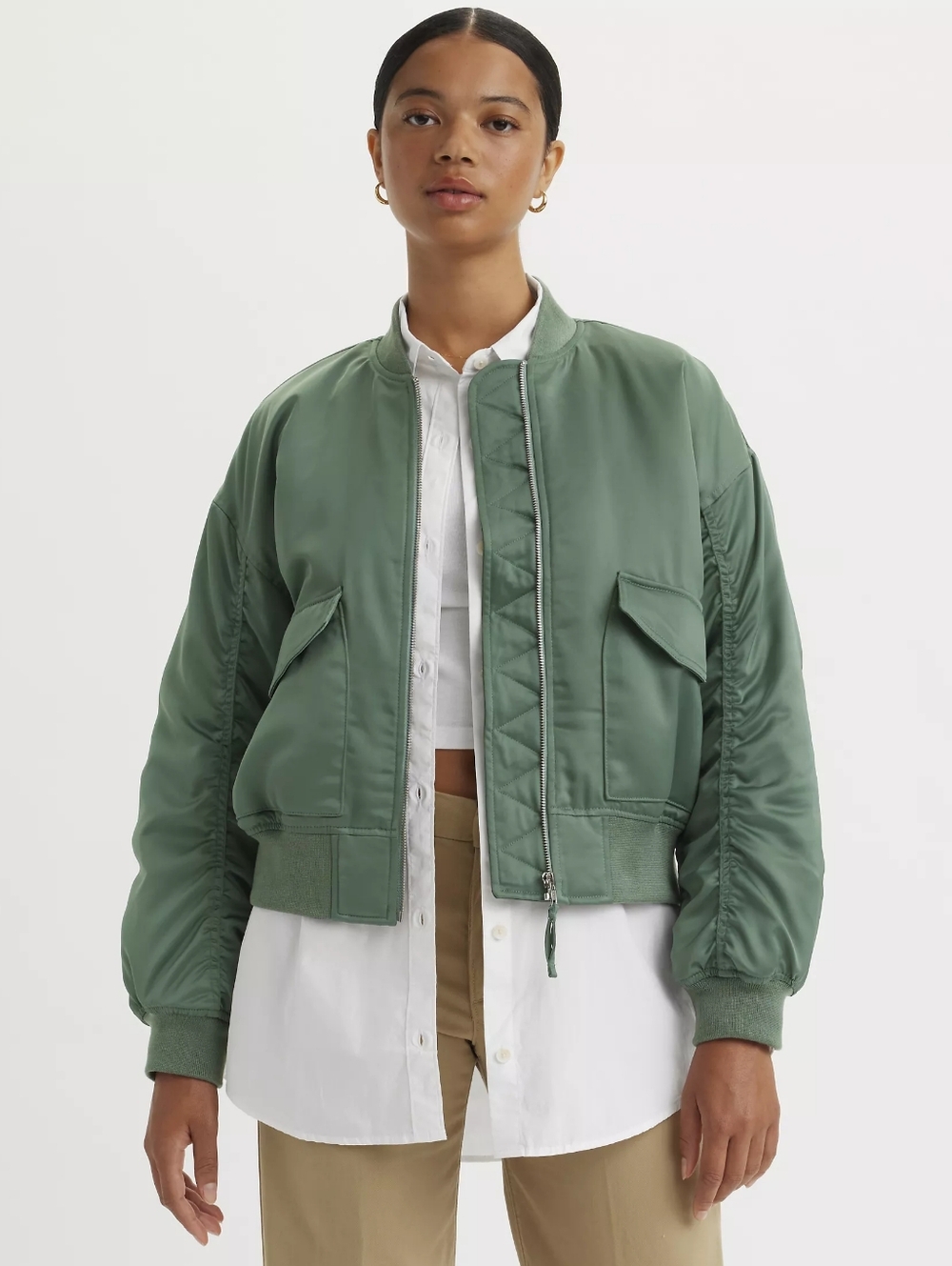 NWOT Levi's S Casual Utility Streetwear Spring Varsity Satin Bomber Jacket